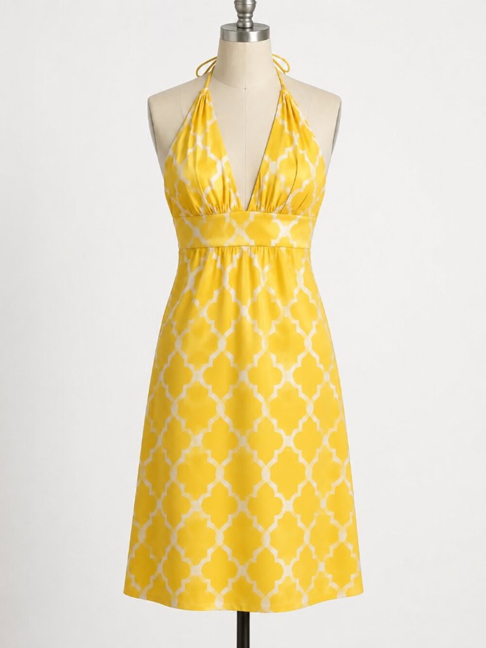 Alice & Trixie Yellow Silk Halter Mini Dress Size 6 Y2K